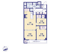 井之頭第2パークサイドマンション 3LDKの間取図画像