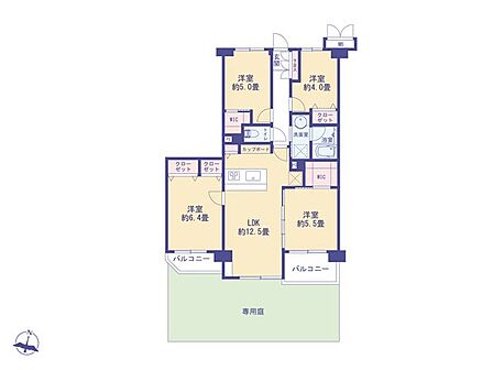 こちらの間取り図で、お部屋の配置や動線をイメージしていただけます。お部屋ごとの広さやレイアウトを参考に、生活のシーンを思い描いてみてください。