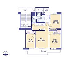 昭島つつじが丘ハイツ北住宅25号棟 3LDKの間取図画像
