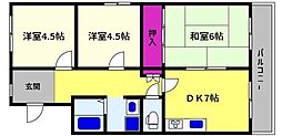 青木グリーンハイツ 3DKの間取図画像