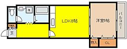 ソレイル御影 1LDKの間取図画像