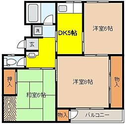 渦森団地6号館 3DKの間取図画像