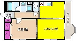 サンハイツ本山 1LDKの間取図画像