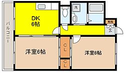 ルミエールコート 2DKの間取図画像