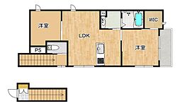 南千住５丁目シャーメゾン 2階2LDKの間取り