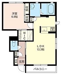メゾン・ローゼ3 1LDKの間取図画像