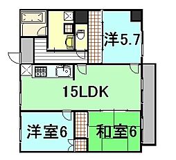 段原タカキビル 3LDKの間取図画像