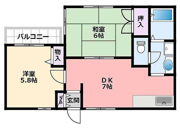 兵庫県西宮市津門綾羽町(賃貸アパート2DK・2階・41.00㎡)の写真 その2