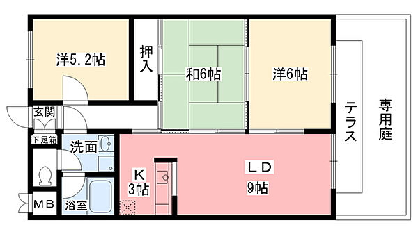 兵庫県西宮市中島町(賃貸マンション3LDK・1階・61.75㎡)の写真 その2
