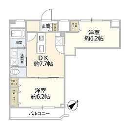 集成第2マンション 2DKの間取図画像