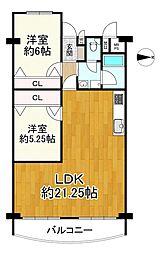 南茨木駅前ハイタウンＩ棟 2LDKの間取り