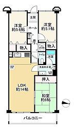 池田住吉ビューハイツ 3LDKの間取り