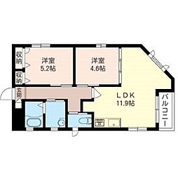 サンドエル 2LDKの間取図画像
