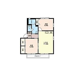 グリーンヒルD 2LDKの間取図画像