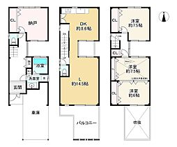 Osaka Metro谷町線 谷町四丁目駅 徒歩2分 3SLDKの間取り