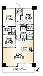 レーベン豊中永楽荘ヒルズ 3SLDKの間取り