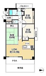 エステムコート伊丹 3LDKの間取り