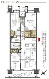クレストフォルム市川ウッドスクエア 2SLDKの間取図画像