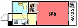 第三吉与門ハイツ 1Kの間取図画像