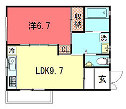 ヴェルメゾンプチ北白川 2階1DKの間取り