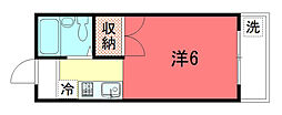 ハイツ庵野 ワンルームの間取図画像