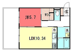 ウイングハウス 1階1LDKの間取り
