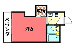 ホワイトリバーハイツ 3階1Kの間取り