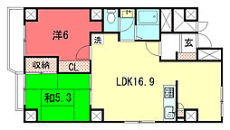 京都グランドハイツ 2LDKの間取図画像