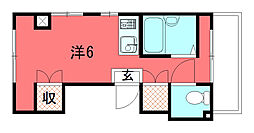 ラカサカンタール 2階ワンルームの間取り