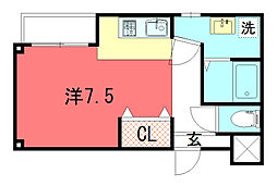 きんこん館 2階ワンルームの間取り