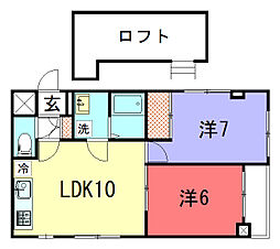 下鴨フラッツ 2階2LDKの間取り