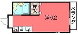 アブレスト岩倉 2階1Kの間取り