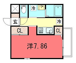 attrice一乗寺 4階1Kの間取り