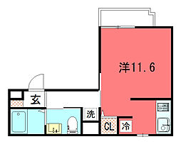 attrice一乗寺 1階1Kの間取り