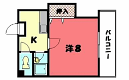 メゾン神楽丘 3階1Kの間取り