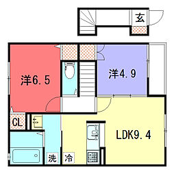 QBT8 2階2LDKの間取り