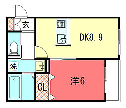 ラ・グレイス下鴨 1階1LDKの間取り