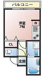 (仮称)北白川上池田町アパート ワンルームの間取図画像