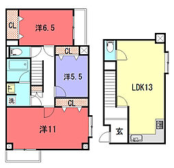 レヴィア北白川 3LDKの間取図画像