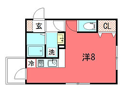 二葉荘東館舎 ワンルームの間取図画像