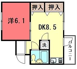 リビェールすぎうら 1DKの間取図画像