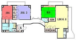 ラ・シュール北山 3LDKの間取図画像