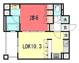 リーガル京都御所東 1LDKの間取図画像