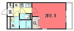 サンライズ出町 1Kの間取図画像