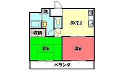 上阿達谷口マンション 2DKの間取図画像