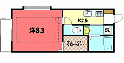 カリン 1Kの間取図画像