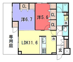 THE RESIDENCE御車道 2LDKの間取図画像