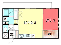 THE RESIDENCE御車道 1LDKの間取図画像