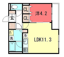 THE RESIDENCE御車道 1LDKの間取図画像
