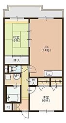グリーン茨木 2階2LDKの間取り